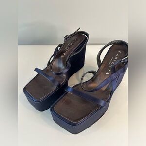 Carlotta Vintage Platform Blue Heels